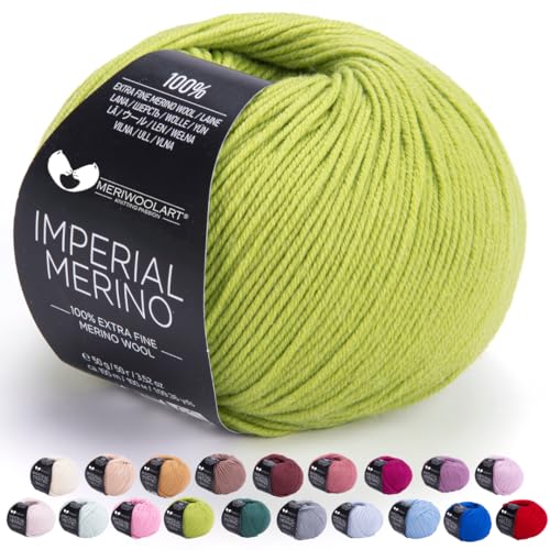 MeriWoolArt® Extrafeine Merinowolle garn zum Stricken oder Häkeln (50g, 100m) - Vielseitig für Hüte, Snoods, Blusen, Tuniken und warme Kleidung für Kinder und Erwachsene von MERIWOOLART