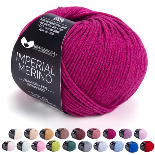 MeriWoolArt® Extrafeine Merinowolle garn zum Stricken oder Häkeln (50g, 100m) - Vielseitig für Hüte, Snoods, Blusen, Tuniken und warme Kleidung für Kinder und Erwachsene von MERIWOOLART