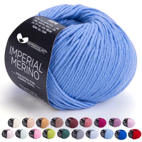 MeriWoolArt® Extrafeine Merinowolle garn zum Stricken oder Häkeln (50g, 100m) - Vielseitig für Hüte, Snoods, Blusen, Tuniken und warme Kleidung für Kinder und Erwachsene von MERIWOOLART