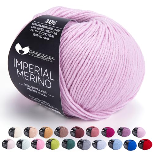 MeriWoolArt® Extrafeine Merinowolle garn zum Stricken oder Häkeln (50g, 100m) - Vielseitig für Hüte, Snoods, Blusen, Tuniken und warme Kleidung für Kinder und Erwachsene von MERIWOOLART