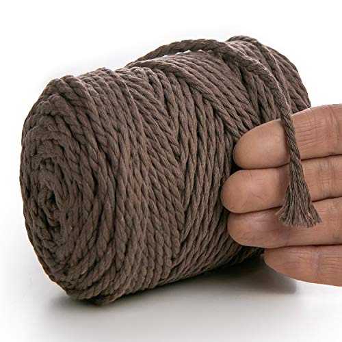 MeriWoolArt® Makramee Garn 4mm 75m Braun, Baumwollgarn Kordel, Dicke Macrame Cord für Makramee Wandbehang, Blumenampel, Vorhang und Mehr DIY Deco (Braun, 4mm x 75m) von MERIWOOLART