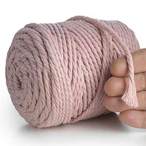 MeriWoolArt® Makramee Garn 4mm 75m Rosa, Baumwollgarn Kordel, Dicke Macrame Cord für Makramee Wandbehang, Blumenampel, Vorhang und Mehr DIY Deco (Rosa, 4mm x 75m) von MERIWOOLART