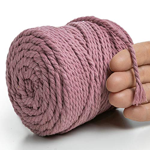 MeriWoolArt® Makramee Garn 4mm 75m Violett, Baumwollgarn Kordel, Dicke Macrame Cord für Makramee Wandbehang, Blumenampel, Vorhang und Mehr DIY Deco (Pflaume, 4mm x 75m) von MERIWOOLART