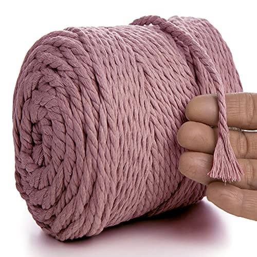 MeriWoolArt® Makramee Garn 6mm 100m Rosa, Baumwollgarn Kordel, Dicke Macrame Cord für Makramee Wandbehang, Blumenampel, Vorhang und Mehr DIY Deco (Pflaume, 6mm x 100m) von MERIWOOLART