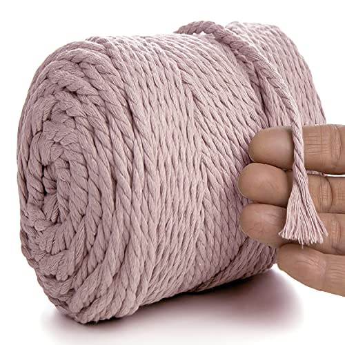 MeriWoolArt® Makramee Garn 6mm 100m Rosa, Baumwollgarn Kordel, Dicke Macrame Cord für Makramee Wandbehang, Blumenampel, Vorhang und Mehr DIY Deco (Rosa, 6mm x 100m) von MERIWOOLART