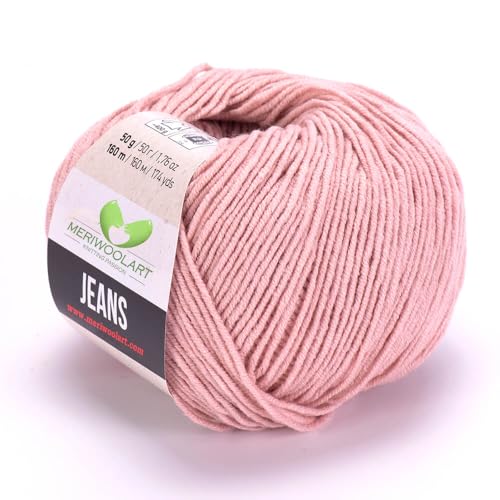 MeriWoolArt® PuderrosaBaumwollgarn zum Stricken und Häkeln, Textilgarn, Stoffgarn, Baby Wollgarn für Handarbeiten, Babykleidung, Amigurumi, Babydecke, Pullover, Mützen und Accessoires von MERIWOOLART