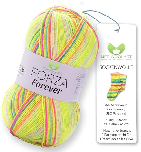 MeriWoolArt® Sockenwolle 4-fädig – 100g Merino Wolle Garn zum Stricken & Häkeln, 75% Schurwolle (superwash), 25% Polyamid, 420m – Ideal für Socken für Herren und Damen, Pullover & Cardigans 2710 von MERIWOOLART