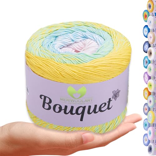 MeriWoolArt Bouquet Baumwollgarn – 100% Baumwolle garn – Häkelgarn & Strickgarn mehrfarbig – 250g, 500m – Ideal für Tücher, Babydecken, Amigurumi, Sommerkleidung & Wohnaccessoires 703 MeriWoolArt Bouquet Baumwollgarn – 100% Baumwolle garn – Häkelgarn & Strickgarn mehrfarbig – 250g, 500m – Ideal für Tücher, Babydecken, Amigurumi, Sommerkleidung & Wohnaccessoires 703 von MERIWOOLART