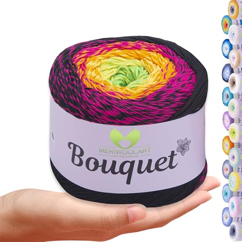 MeriWoolArt Bouquet Baumwollgarn – 100% Baumwolle garn – Häkelgarn & Strickgarn mehrfarbig – 250g, 500m – Ideal für Tücher, Babydecken, Amigurumi, Sommerkleidung & Wohnaccessoires 723 MeriWoolArt Bouquet Baumwollgarn – 100% Baumwolle garn – Häkelgarn & Strickgarn mehrfarbig – 250g, 500m – Ideal für Tücher, Babydecken, Amigurumi, Sommerkleidung & Wohnaccessoires 723 von MERIWOOLART