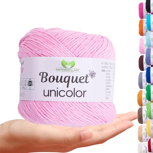 MeriWoolArt Bouquet Baumwollgarn Babyrosa – 100% Baumwolle – Häkelgarn & Strickgarn – 100g, 200m – Ideal für Tücher, Babydecken, Amigurumi, Sommerkleidung & Wohnaccessoires MeriWoolArt Bouquet Baumwollgarn Babyrosa – 100% Baumwolle – Häkelgarn & Strickgarn – 100g, 200m – Ideal für Tücher, Babydecken, Amigurumi, Sommerkleidung & Wohnaccessoires von MERIWOOLART