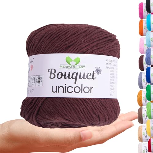 MeriWoolArt Bouquet Baumwollgarn Burgunderrot – 100% Baumwolle – Häkelgarn & Strickgarn – 100g, 200m – Ideal für Tücher, Babydecken, Amigurumi, Sommerkleidung & Wohnaccessoires von MERIWOOLART