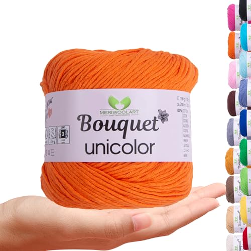 MeriWoolArt Bouquet Baumwollgarn Orange – 100% Baumwolle – Häkelgarn & Strickgarn – 100g, 200m – Ideal für Tücher, Babydecken, Amigurumi, Sommerkleidung & Wohnaccessoires MeriWoolArt Bouquet Baumwollgarn Orange – 100% Baumwolle – Häkelgarn & Strickgarn – 100g, 200m – Ideal für Tücher, Babydecken, Amigurumi, Sommerkleidung & Wohnaccessoires von MERIWOOLART
