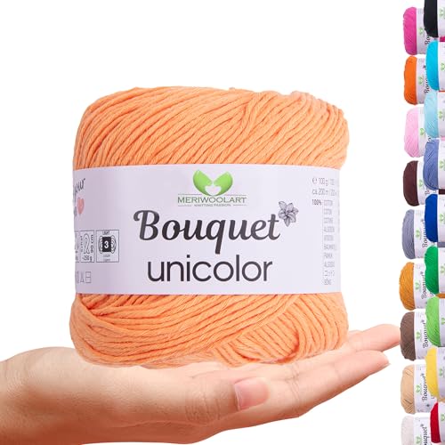 MeriWoolArt Bouquet Baumwollgarn Pfirsich – 100% Baumwolle – Häkelgarn & Strickgarn – 100g, 200m – Ideal für Tücher, Babydecken, Amigurumi, Sommerkleidung & Wohnaccessoires MeriWoolArt Bouquet Baumwollgarn Pfirsich – 100% Baumwolle – Häkelgarn & Strickgarn – 100g, 200m – Ideal für Tücher, Babydecken, Amigurumi, Sommerkleidung & Wohnaccessoires von MERIWOOLART