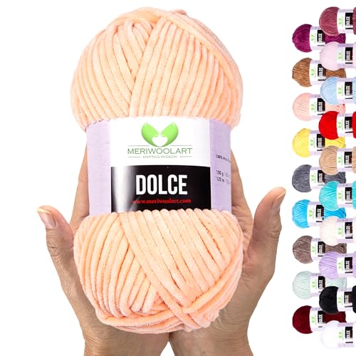 MeriWoolArt Chenille Garn zum Stricken und Häkeln Nackt - 100 g und 120 m Samt-Wolle - 100% Flauschige Polyester Strickgarn für Amigurumi Kissen Decken weiche Kleidung Geschenke MeriWoolArt Chenille Garn zum Stricken und Häkeln Nackt - 100 g und 120 m Samt-Wolle - 100% Flauschige Polyester Strickgarn für Amigurumi Kissen Decken weiche Kleidung Geschenke von MERIWOOLART