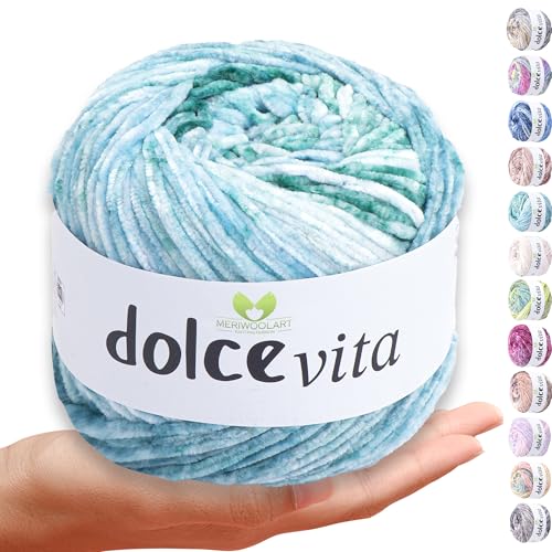 MeriWoolArt Chenille Wolle (Samtgarn) zum Stricken & Häkeln – 150g (260m) – 100% Polyester Flauschgarn – ideal als Amigurumi Garn für Kissen, Decken, Haustierbett & DIY-Geschenke von MERIWOOLART