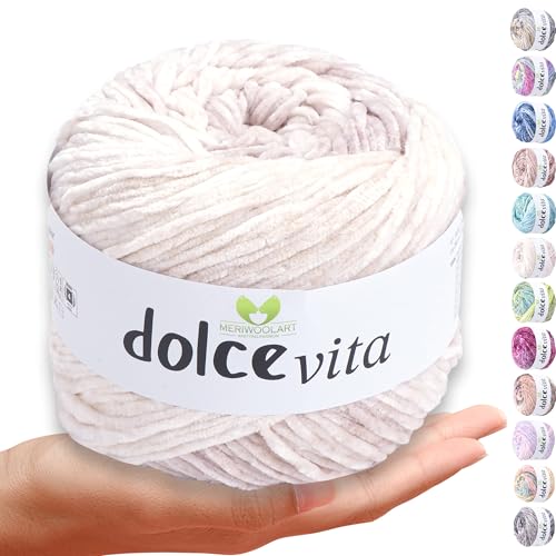 MeriWoolArt Chenille Wolle (Samtgarn) zum Stricken & Häkeln – 150g (260m) – 100% Polyester Flauschgarn – ideal als Amigurumi Garn für Kissen, Decken, Haustierbett & DIY-Geschenke von MERIWOOLART