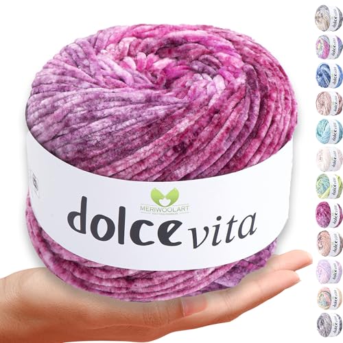 MeriWoolArt Chenille Wolle (Samtgarn) zum Stricken & Häkeln – 150g (260m) – 100% Polyester Flauschgarn – ideal als Amigurumi Garn für Kissen, Decken, Haustierbett & DIY-Geschenke von MERIWOOLART