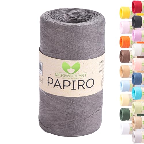 Raffia Garn für Häkeln & Stricken – MeriWoolArt Papiro Papiergarn, 100g Knäuel (130m) – für Makramee, Sommerhüte, Taschen, DIY Bastelprojekte & Wohnaccessoires – Umweltfreundliches Bastgarn 1321 von MERIWOOLART