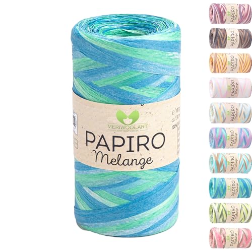 Raffia Garn für Häkeln & Stricken – MeriWoolArt Papiro Papiergarn, 100g Knäuel (130m) – für Makramee, Sommerhüte, Taschen, DIY Bastelprojekte & Wohnaccessoires – Umweltfreundliches Bastgarn 2303 von MERIWOOLART