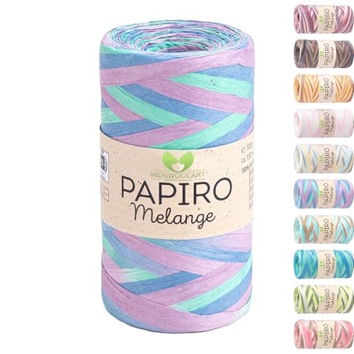 Raffia Garn für Häkeln & Stricken – MeriWoolArt Papiro Papiergarn, 100g Knäuel (130m) – für Makramee, Sommerhüte, Taschen, DIY Bastelprojekte & Wohnaccessoires – Umweltfreundliches Bastgarn 2305 von MERIWOOLART