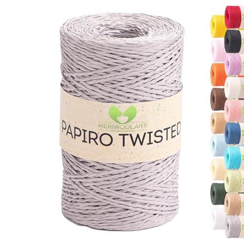 Raffia Garn zum Häkeln & Stricken – MeriWoolArt Papiro Twisted Papiergarn, 100g Knäuel (170m) – Ideal für Makramee, Hüte, Taschen, DIY Bastelprojekte & Wohnaccessoires – Umweltfreundlich 1301 von MERIWOOLART