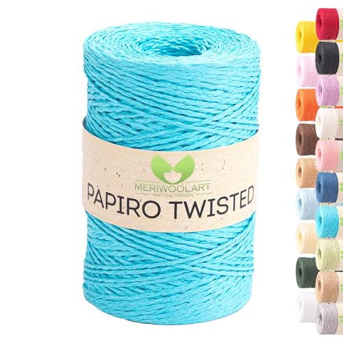 Raffia Garn zum Häkeln & Stricken – MeriWoolArt Papiro Twisted Papiergarn, 100g Knäuel (170m) – Ideal für Makramee, Hüte, Taschen, DIY Bastelprojekte & Wohnaccessoires – Umweltfreundlich 1304 von MERIWOOLART