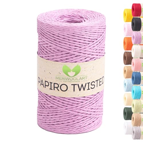 Raffia Garn zum Häkeln & Stricken – MeriWoolArt Papiro Twisted Papiergarn, 100g Knäuel (170m) – Ideal für Makramee, Hüte, Taschen, DIY Bastelprojekte & Wohnaccessoires – Umweltfreundlich 1308 von MERIWOOLART