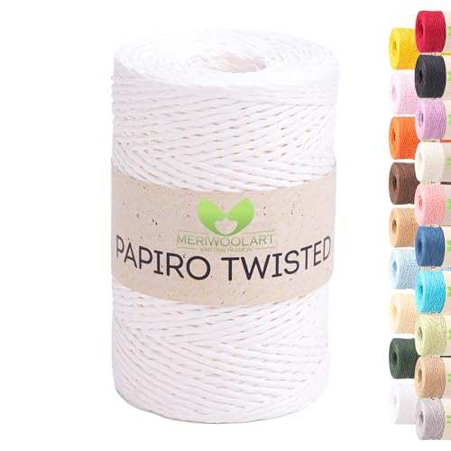 Raffia Garn zum Häkeln & Stricken – MeriWoolArt Papiro Twisted Papiergarn, 100g Knäuel (170m) – Ideal für Makramee, Hüte, Taschen, DIY Bastelprojekte & Wohnaccessoires – Umweltfreundlich 1311 von MERIWOOLART