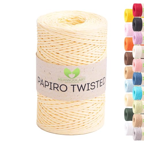 Raffia Garn zum Häkeln & Stricken – MeriWoolArt Papiro Twisted Papiergarn, 100g Knäuel (170m) – Ideal für Makramee, Hüte, Taschen, DIY Bastelprojekte & Wohnaccessoires – Umweltfreundlich 1313 von MERIWOOLART