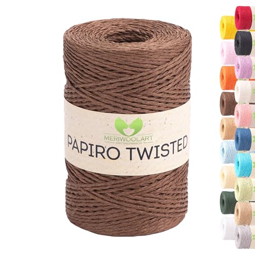 Raffia Garn zum Häkeln & Stricken – MeriWoolArt Papiro Twisted Papiergarn, 100g Knäuel (170m) – Ideal für Makramee, Hüte, Taschen, DIY Bastelprojekte & Wohnaccessoires – Umweltfreundlich 1316 von MERIWOOLART