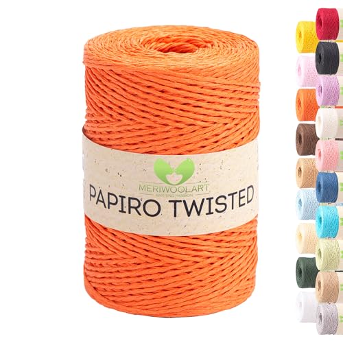 Raffia Garn zum Häkeln & Stricken – MeriWoolArt Papiro Twisted Papiergarn, 100g Knäuel (170m) – Ideal für Makramee, Hüte, Taschen, DIY Bastelprojekte & Wohnaccessoires – Umweltfreundlich 1317 von MERIWOOLART