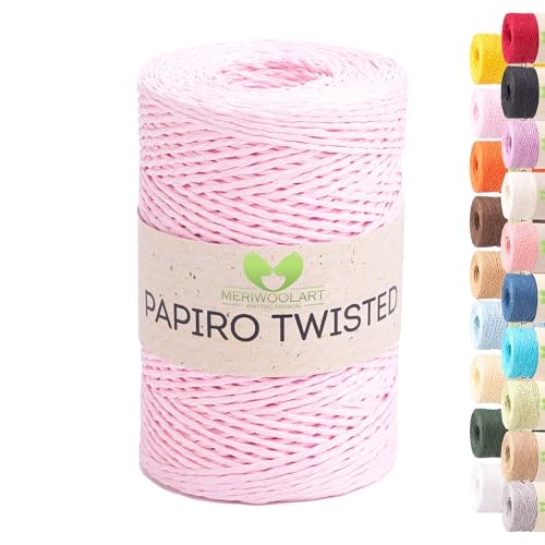 Raffia Garn zum Häkeln & Stricken – MeriWoolArt Papiro Twisted Papiergarn, 100g Knäuel (170m) – Ideal für Makramee, Hüte, Taschen, DIY Bastelprojekte & Wohnaccessoires – Umweltfreundlich 1318 von MERIWOOLART