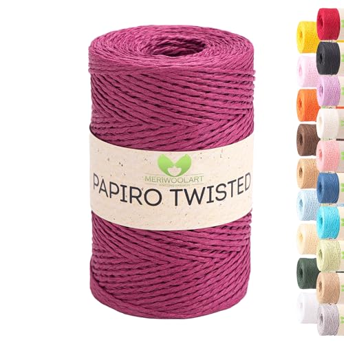 Raffia Garn zum Häkeln & Stricken – MeriWoolArt Papiro Twisted Papiergarn, 100g Knäuel (170m) – Ideal für Makramee, Hüte, Taschen, DIY Bastelprojekte & Wohnaccessoires – Umweltfreundlich 1322 von MERIWOOLART