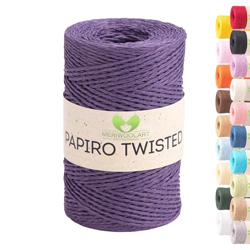 Raffia Garn zum Häkeln & Stricken – MeriWoolArt Papiro Twisted Papiergarn, 100g Knäuel (170m) – Ideal für Makramee, Hüte, Taschen, DIY Bastelprojekte & Wohnaccessoires – Umweltfreundlich 1324 von MERIWOOLART