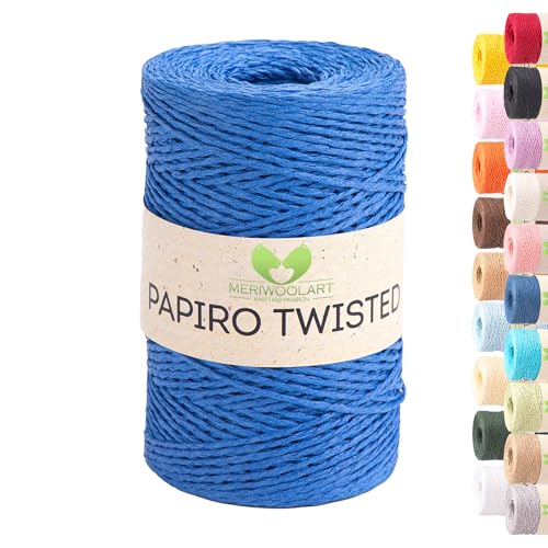 Raffia Garn zum Häkeln & Stricken – MeriWoolArt Papiro Twisted Papiergarn, 100g Knäuel (170m) – Ideal für Makramee, Hüte, Taschen, DIY Bastelprojekte & Wohnaccessoires – Umweltfreundlich 1325 von MERIWOOLART