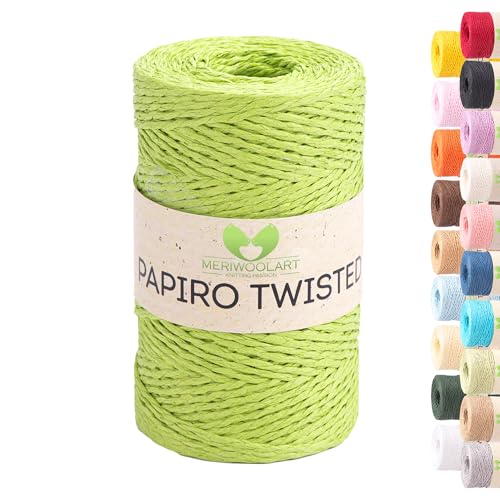 Raffia Garn zum Häkeln & Stricken – MeriWoolArt Papiro Twisted Papiergarn, 100g Knäuel (170m) – Ideal für Makramee, Hüte, Taschen, DIY Bastelprojekte & Wohnaccessoires – Umweltfreundlich 1327 von MERIWOOLART