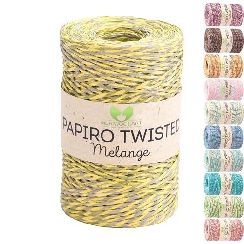 Raffia Garn zum Häkeln & Stricken – MeriWoolArt Papiro Twisted Papiergarn, 100g Knäuel (170m) – Ideal für Makramee, Hüte, Taschen, DIY Bastelprojekte & Wohnaccessoires – Umweltfreundlich 2312 von MERIWOOLART