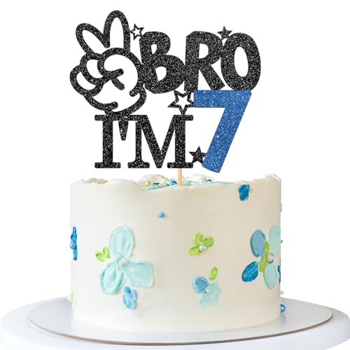 Bro I'm 7 Tortenaufsatz – Tortenaufsatz für Jungen zum 7. Geburtstag, 7. Geburtstag, Partydekoration, Schwarz / Blau Bro I'm 7 Tortenaufsatz – Tortenaufsatz für Jungen zum 7. Geburtstag, 7. Geburtstag, Partydekoration, Schwarz / Blau von MERRSHIN