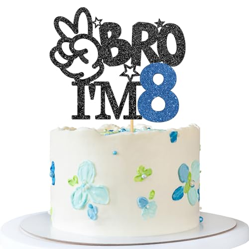 Bro I'm 8 Tortenaufsatz – Tortenaufsatz zum 8. Geburtstag – 8. Geburtstag – Großer Bruder 8. Geburtstag Party Dekoration – Schwarz / Blau Glitzer Bro I'm 8 Tortenaufsatz – Tortenaufsatz zum 8. Geburtstag – 8. Geburtstag – Großer Bruder 8. Geburtstag Party Dekoration – Schwarz / Blau Glitzer von MERRSHIN