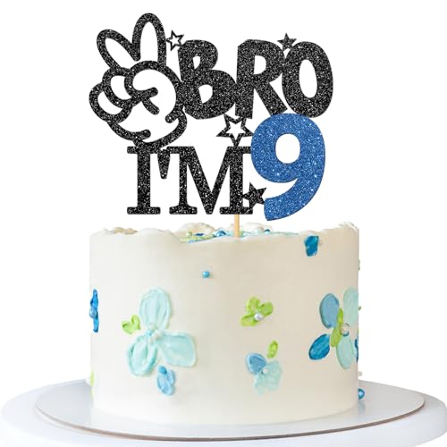 Bro I'm 9 Tortenaufsatz – Tortenaufsatz zum 9. Geburtstag – 9 Jahre alt – Big Brother 9. Geburtstag Party Dekoration – Schwarz Blau Glitzer Bro I'm 9 Tortenaufsatz – Tortenaufsatz zum 9. Geburtstag – 9 Jahre alt – Big Brother 9. Geburtstag Party Dekoration – Schwarz Blau Glitzer von MERRSHIN