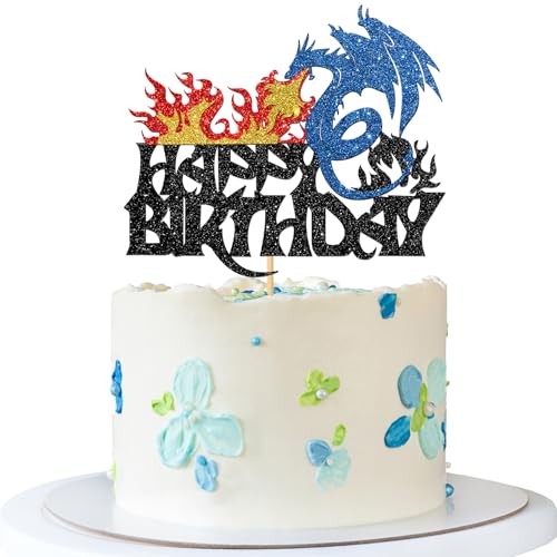 Drachen-Geburtstagstortenaufsatz – Fantasy-Drachen-Geburtstagskuchenzubehör – Babyparty Kindergeburtstag Party Dekorationen – schwarzer Glitzer Drachen-Geburtstagstortenaufsatz – Fantasy-Drachen-Geburtstagskuchenzubehör – Babyparty Kindergeburtstag Party Dekorationen – schwarzer Glitzer von MERRSHIN