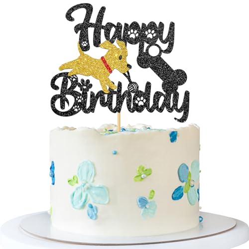 Hund Herzlichen Glückwunsch zum Geburtstag Kuchendekoration – Haustier Hund Welpen Geburtstagskuchen Zubehör – Let's Pawty – Babyschauen Kinder Geburtstag Party Dekorationen – schwarz Glitter Hund Herzlichen Glückwunsch zum Geburtstag Kuchendekoration – Haustier Hund Welpen Geburtstagskuchen Zubehör – Let's Pawty – Babyschauen Kinder Geburtstag Party Dekorationen – schwarz Glitter von MERRSHIN