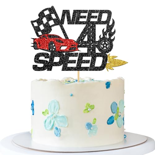 Need Four Speed Tortenaufsatz – Rennwagen karierte Flagge Kuchenzubehör – Rennwagen 4. Geburtstag Party – Sport-Party-Dekorationen – schwarzer Glitzer Need Four Speed Tortenaufsatz – Rennwagen karierte Flagge Kuchenzubehör – Rennwagen 4. Geburtstag Party – Sport-Party-Dekorationen – schwarzer Glitzer von MERRSHIN