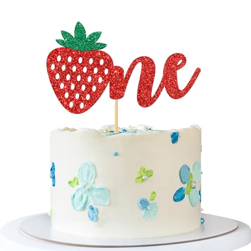 Tortenaufsatz "Fruit Stawberry One" – Kuchendekoration für Mädchen zum 1. Geburtstag – Babyparty – Beere zum 1. Jahrestag – roter Glitzer Tortenaufsatz "Fruit Stawberry One" – Kuchendekoration für Mädchen zum 1. Geburtstag – Babyparty – Beere zum 1. Jahrestag – roter Glitzer von MERRSHIN