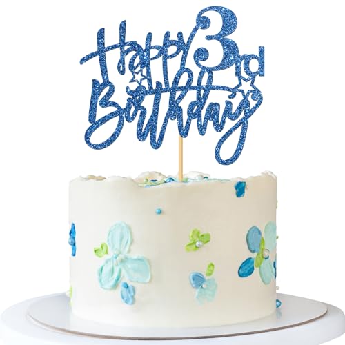 Tortenaufsatz "Happy 3rd Birthday", für Kinder, Mädchen, Jungen, 3 Jahre alt, Party-Dekoration, blauer Glitzer Tortenaufsatz "Happy 3rd Birthday", für Kinder, Mädchen, Jungen, 3 Jahre alt, Party-Dekoration, blauer Glitzer von MERRSHIN