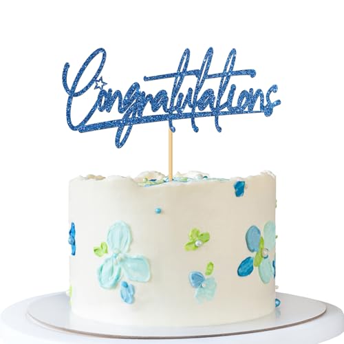 Tortenaufsatz mit Aufschrift "Congratulations", glitzernd, Blau Tortenaufsatz mit Aufschrift "Congratulations", glitzernd, Blau von MERRSHIN