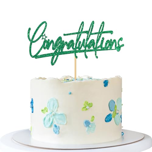 Tortenaufsatz mit Aufschrift "Congratulations", glitzernd, Grün Tortenaufsatz mit Aufschrift "Congratulations", glitzernd, Grün von MERRSHIN