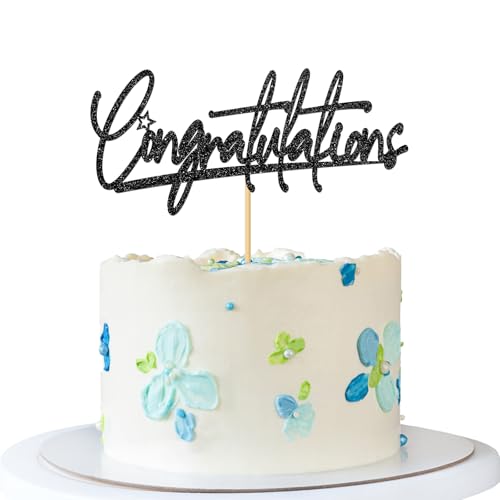 Tortenaufsatz mit Aufschrift "Congratulations", glitzernd, Schwarz Tortenaufsatz mit Aufschrift "Congratulations", glitzernd, Schwarz von MERRSHIN