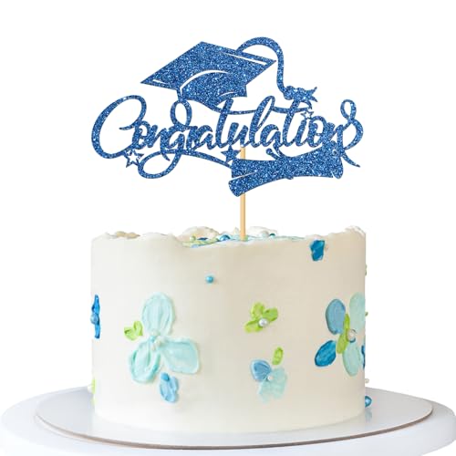 Tortenaufsatz mit Aufschrift "Congratulations Graduation", glitzernd, Blau Tortenaufsatz mit Aufschrift "Congratulations Graduation", glitzernd, Blau von MERRSHIN