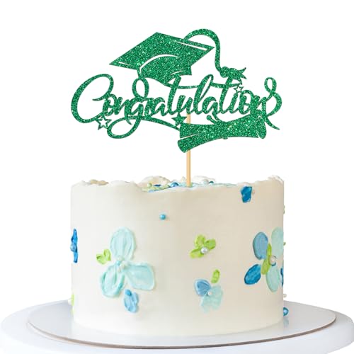 Tortenaufsatz mit Aufschrift "Congratulations Graduation", glitzernd, Grün Tortenaufsatz mit Aufschrift "Congratulations Graduation", glitzernd, Grün von MERRSHIN